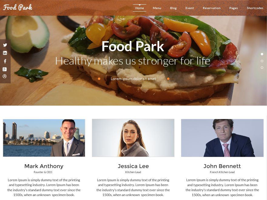 food-park free wordpress theme