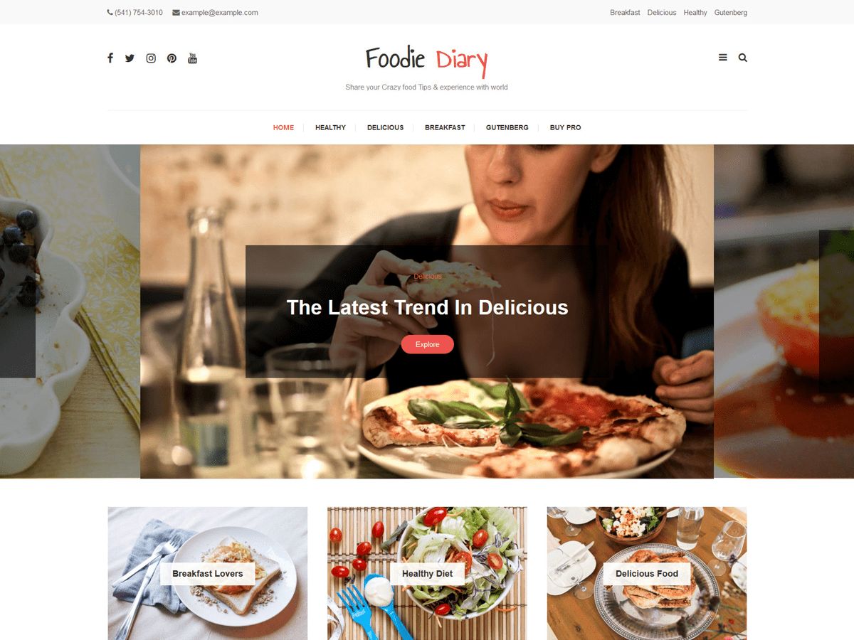 foodie-diary free wordpress theme