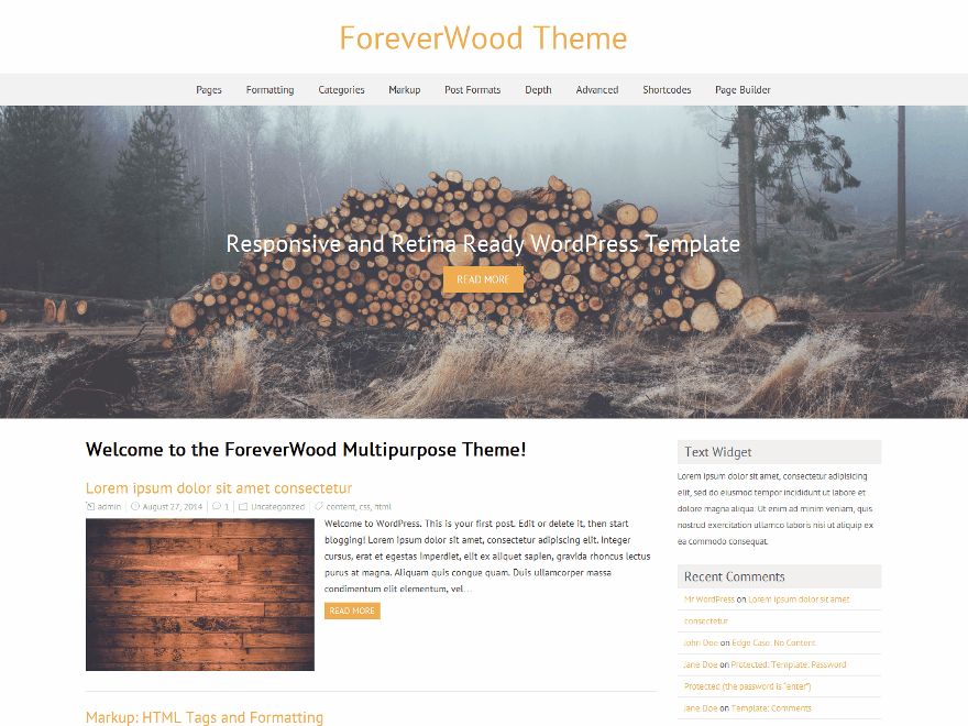 foreverwood free wordpress theme