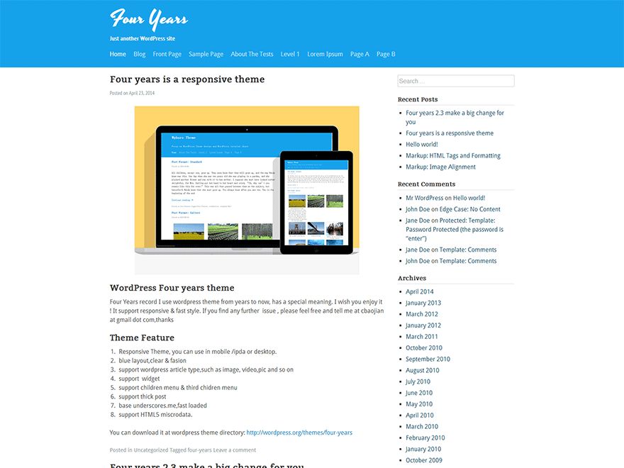 four-years free wordpress theme