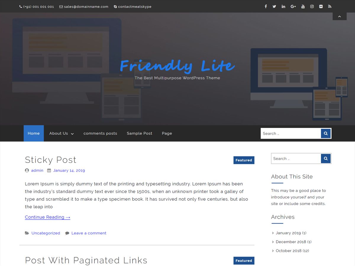 friendly-lite free wordpress theme
