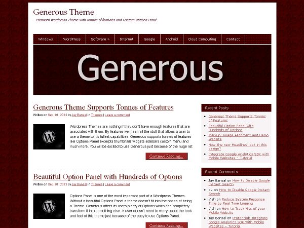 generous free wordpress theme
