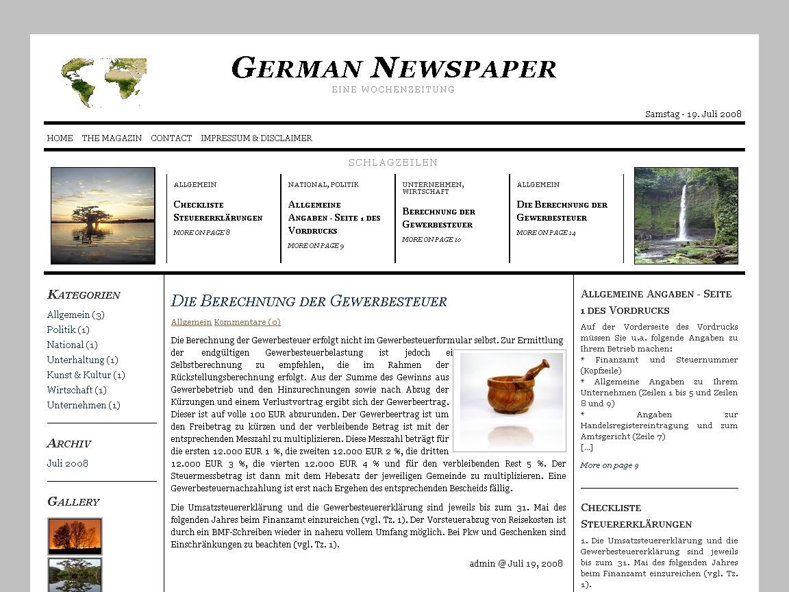german-newspaper free wordpress theme