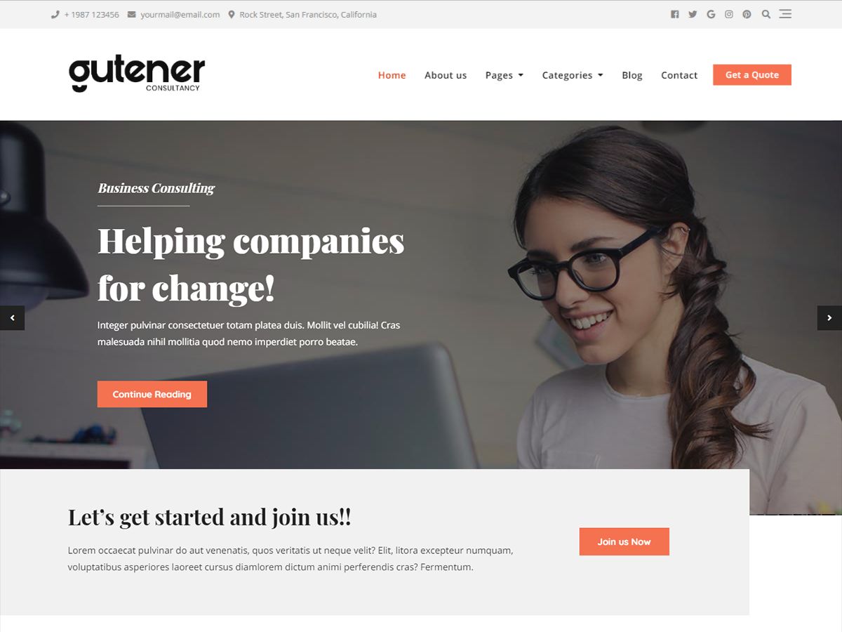 gutener-consultancy free wordpress theme
