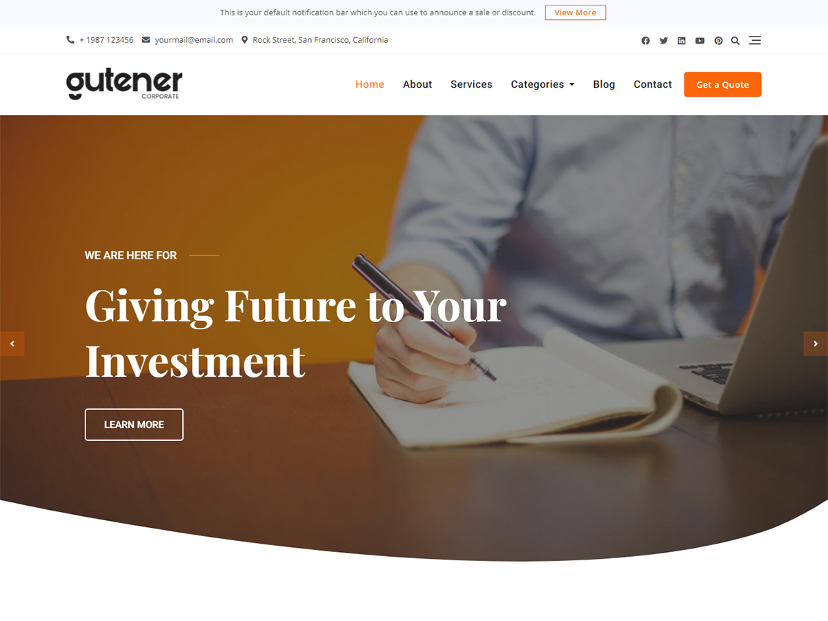 gutener-corporate-business free wordpress theme