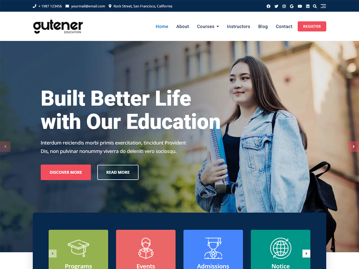 gutener-education free wordpress theme