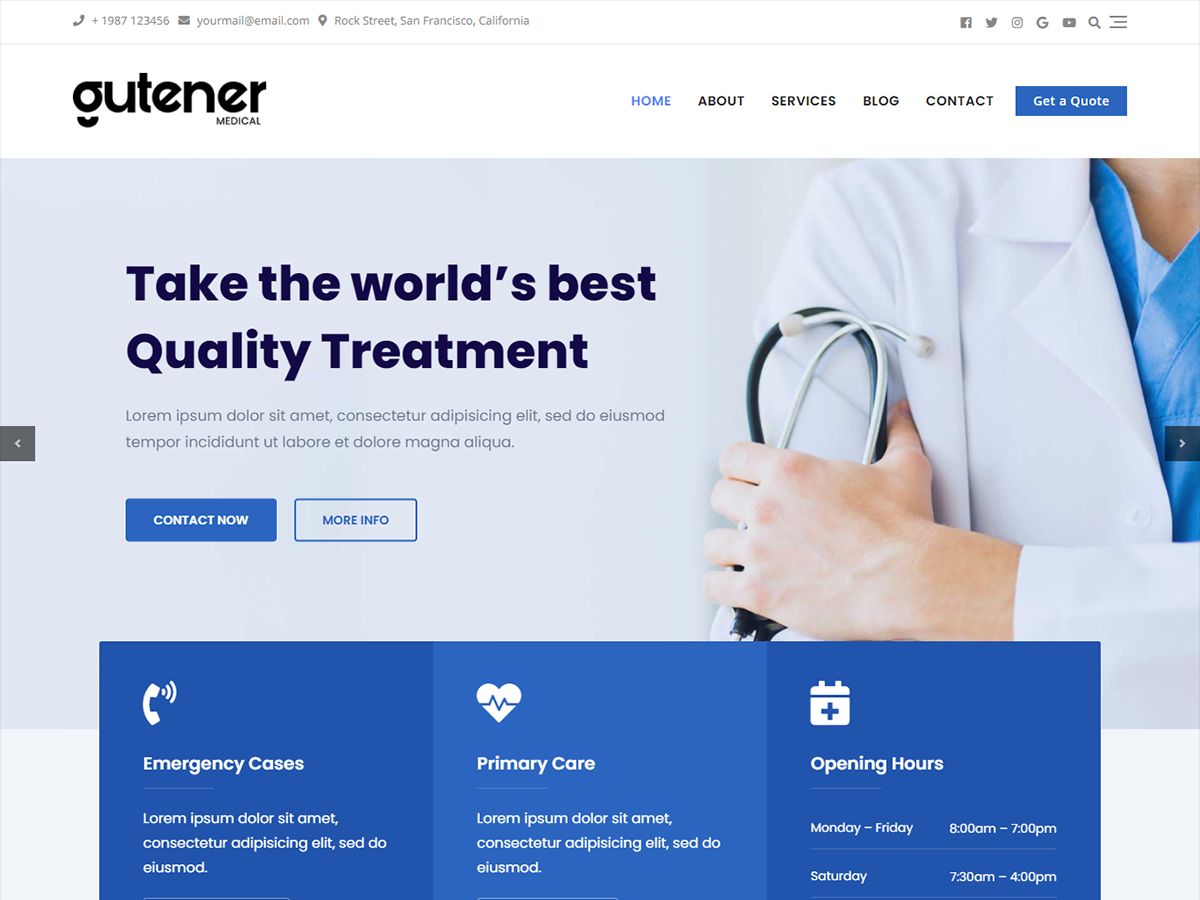 gutener-medical free wordpress theme