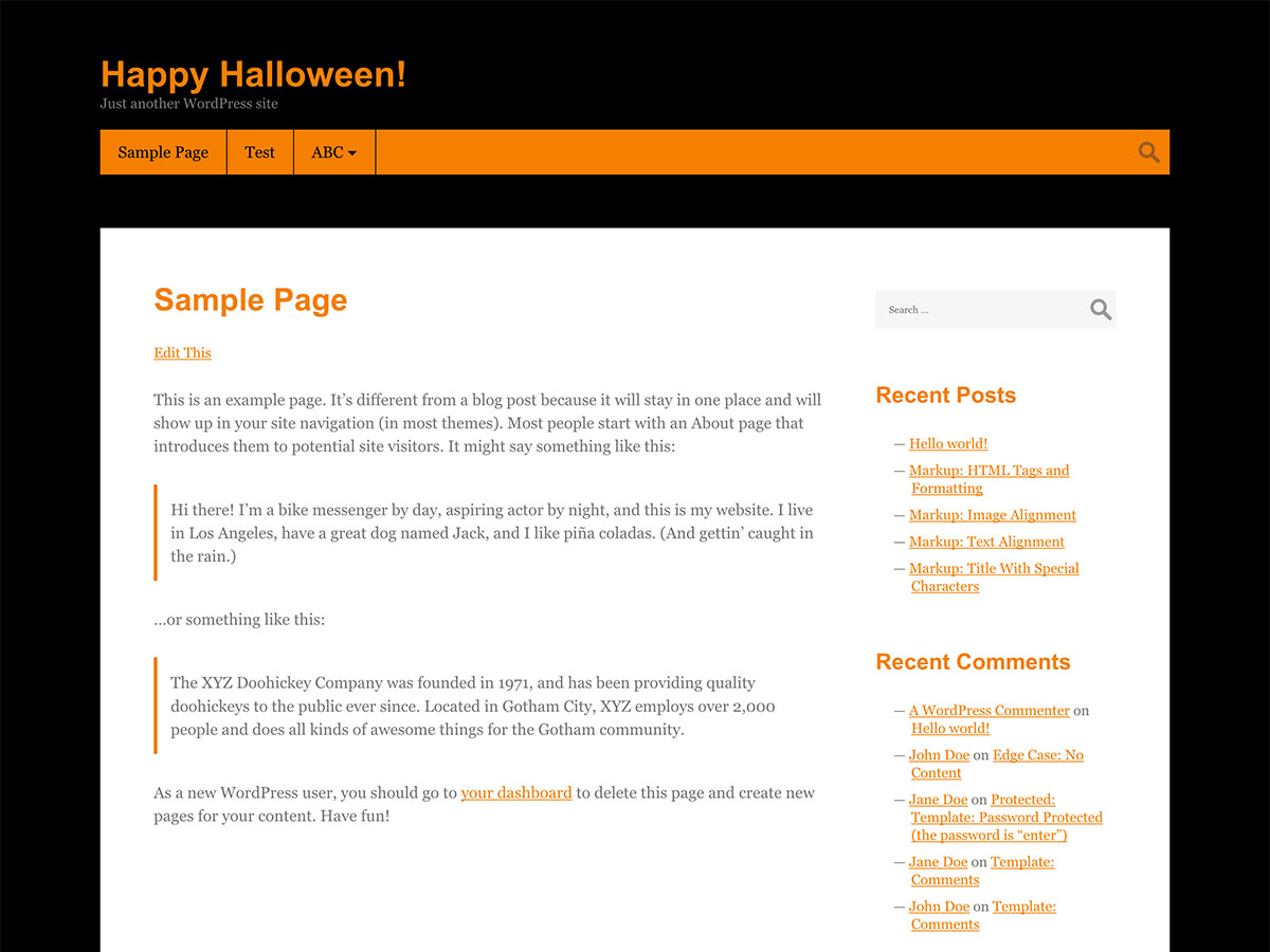 halloween free wordpress theme