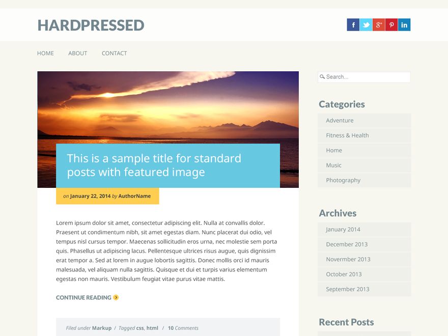 hardpressed free wordpress theme