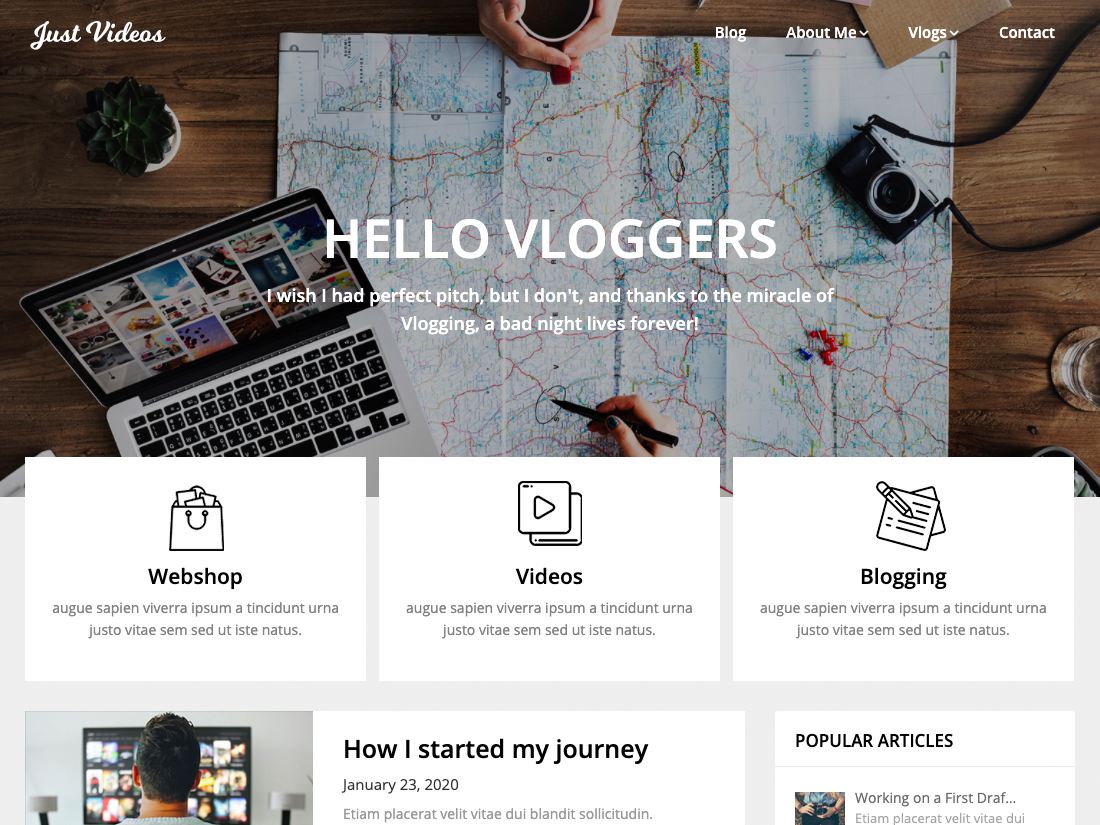 hello-vloggers free wordpress theme