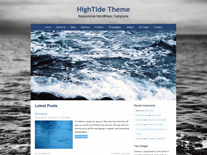 hightide free wordpress theme
