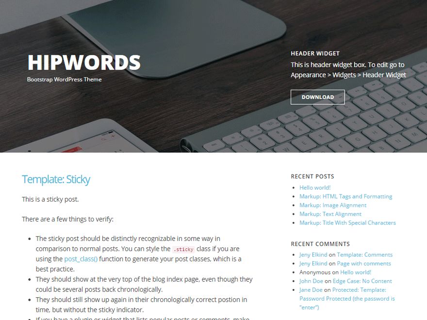 hipwords free wordpress theme