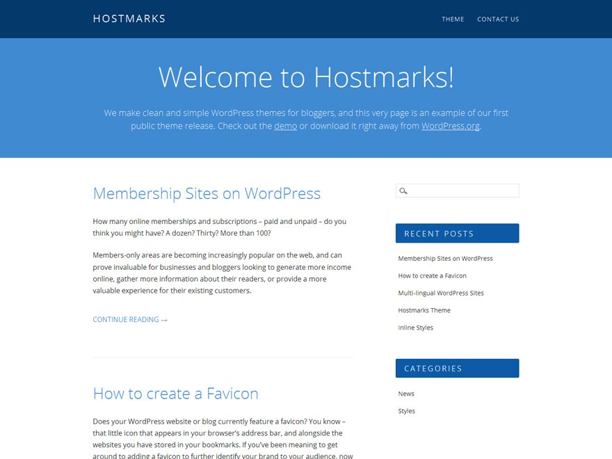 hostmarks free wordpress theme