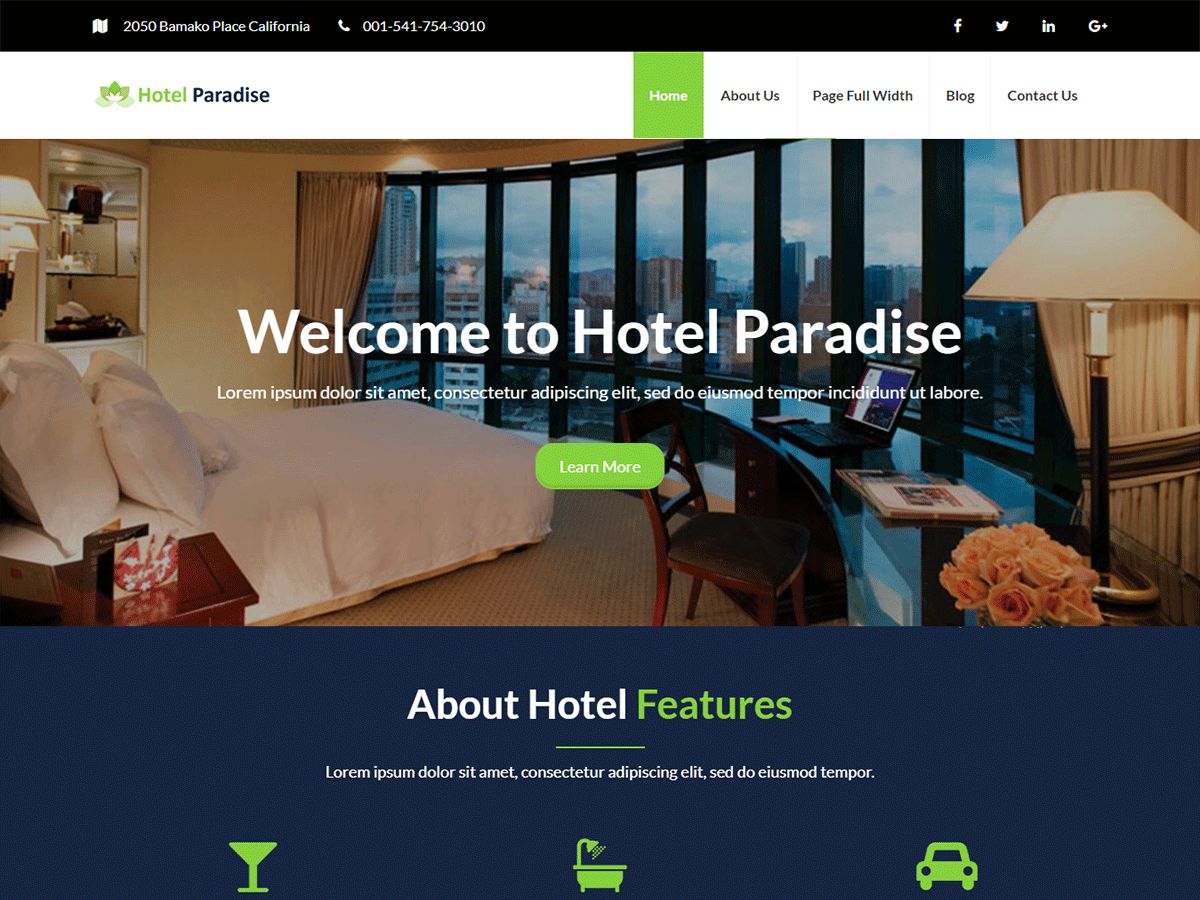 hotel-paradise free wordpress theme