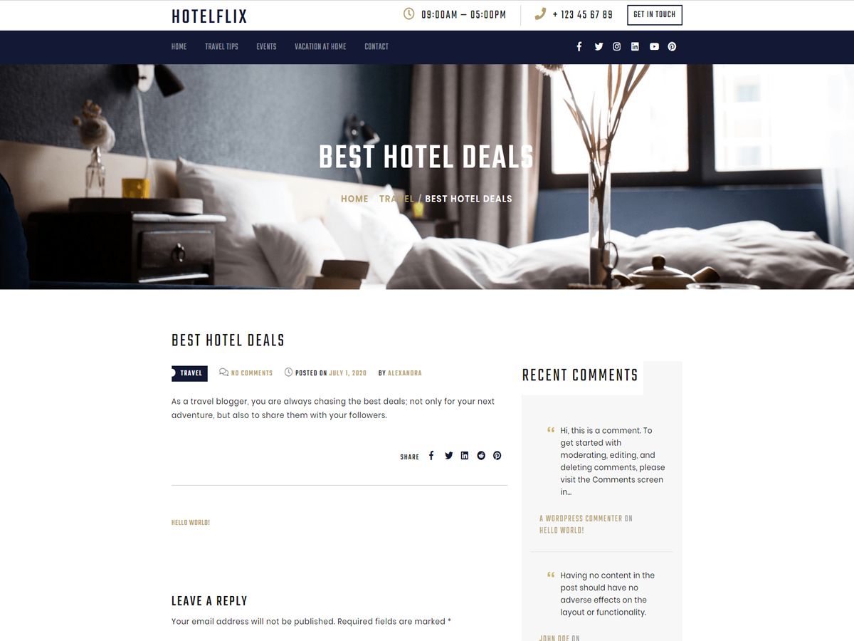 hotelflix free wordpress theme