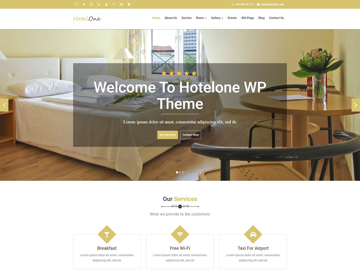 hotelone free wordpress theme