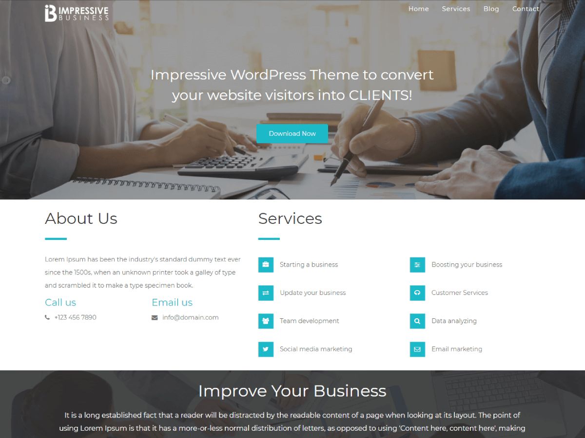 impressive-business free wordpress theme