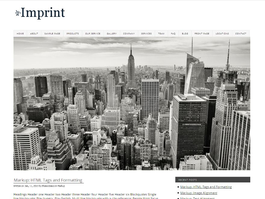 imprint free wordpress theme