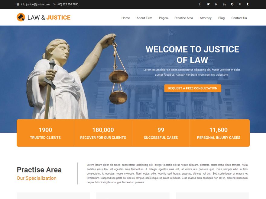 justice free wordpress theme