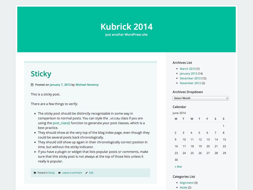 kubrick-2014 free wordpress theme