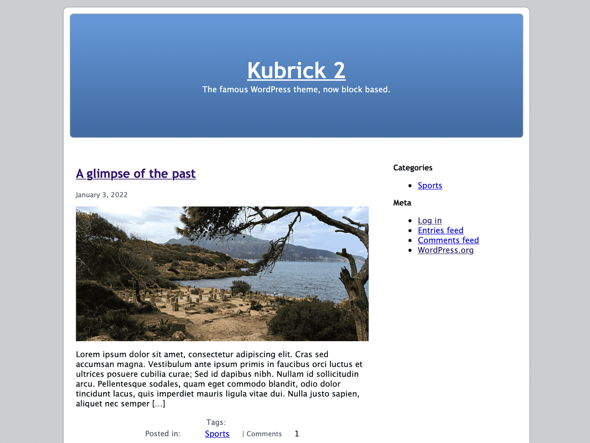 kubrick2 free wordpress theme