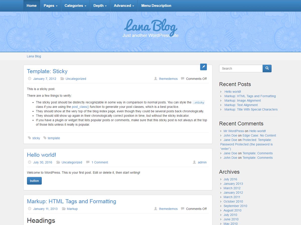 lana-blog free wordpress theme