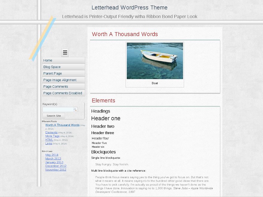 letterhead free wordpress theme