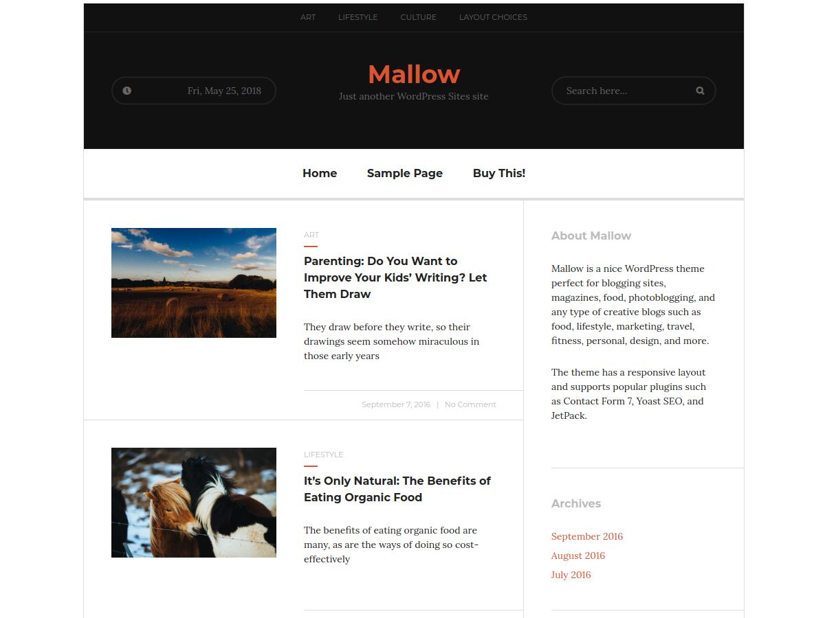 mallow free wordpress theme