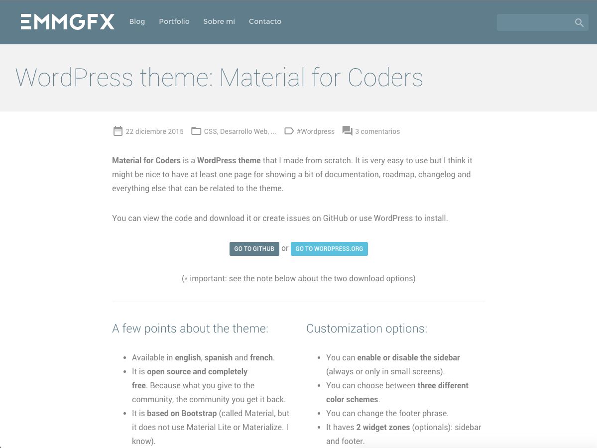 material-for-coders free wordpress theme