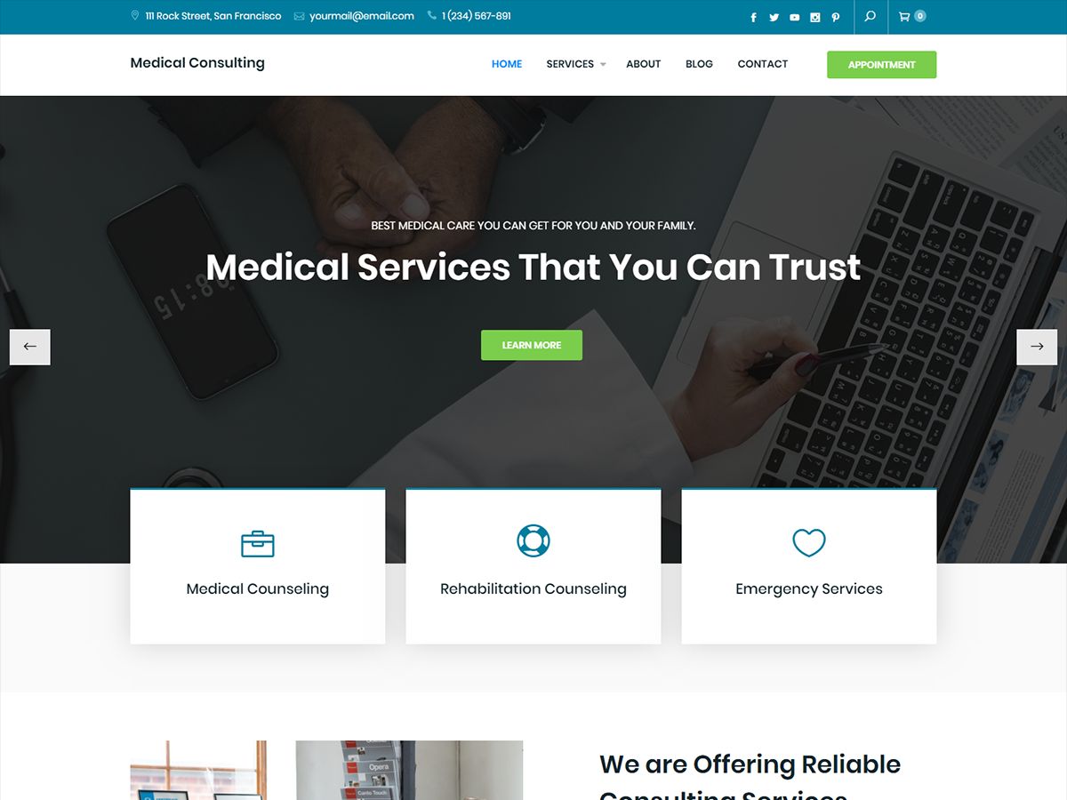 medical-consulting free wordpress theme