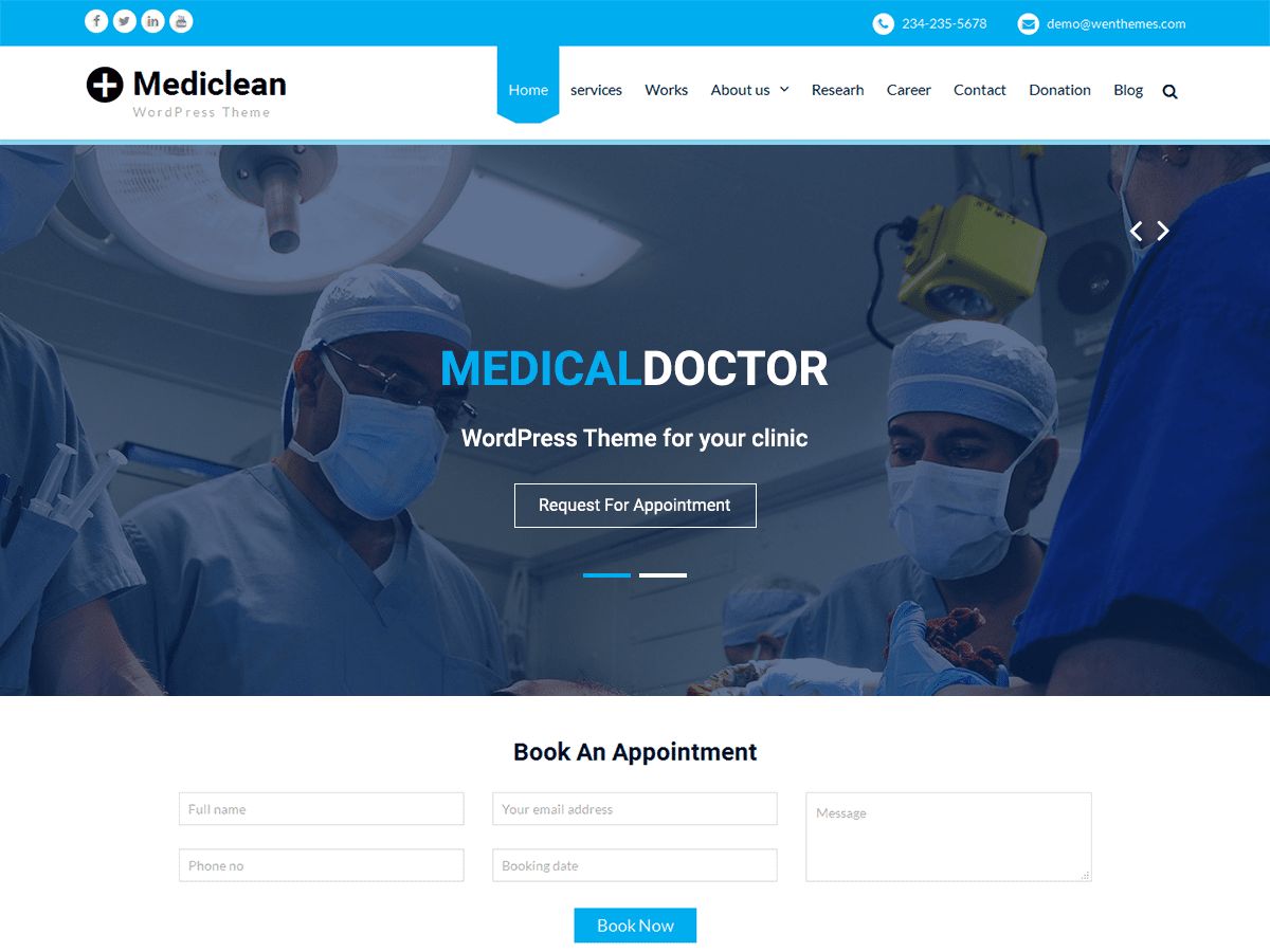 mediclean free wordpress theme