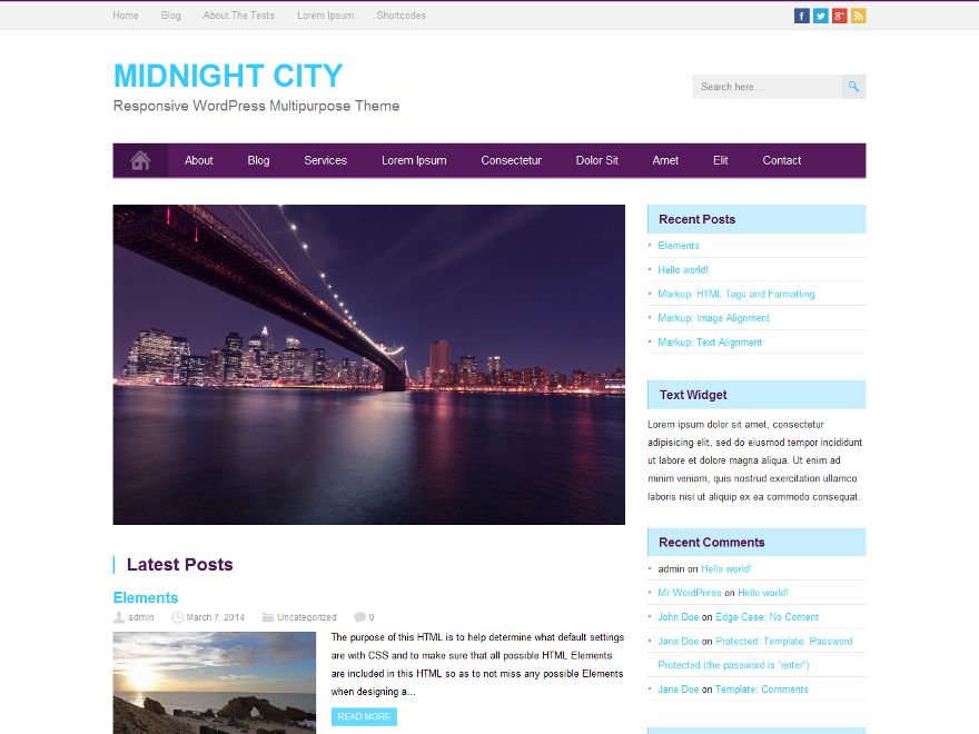 midnightcity free wordpress theme
