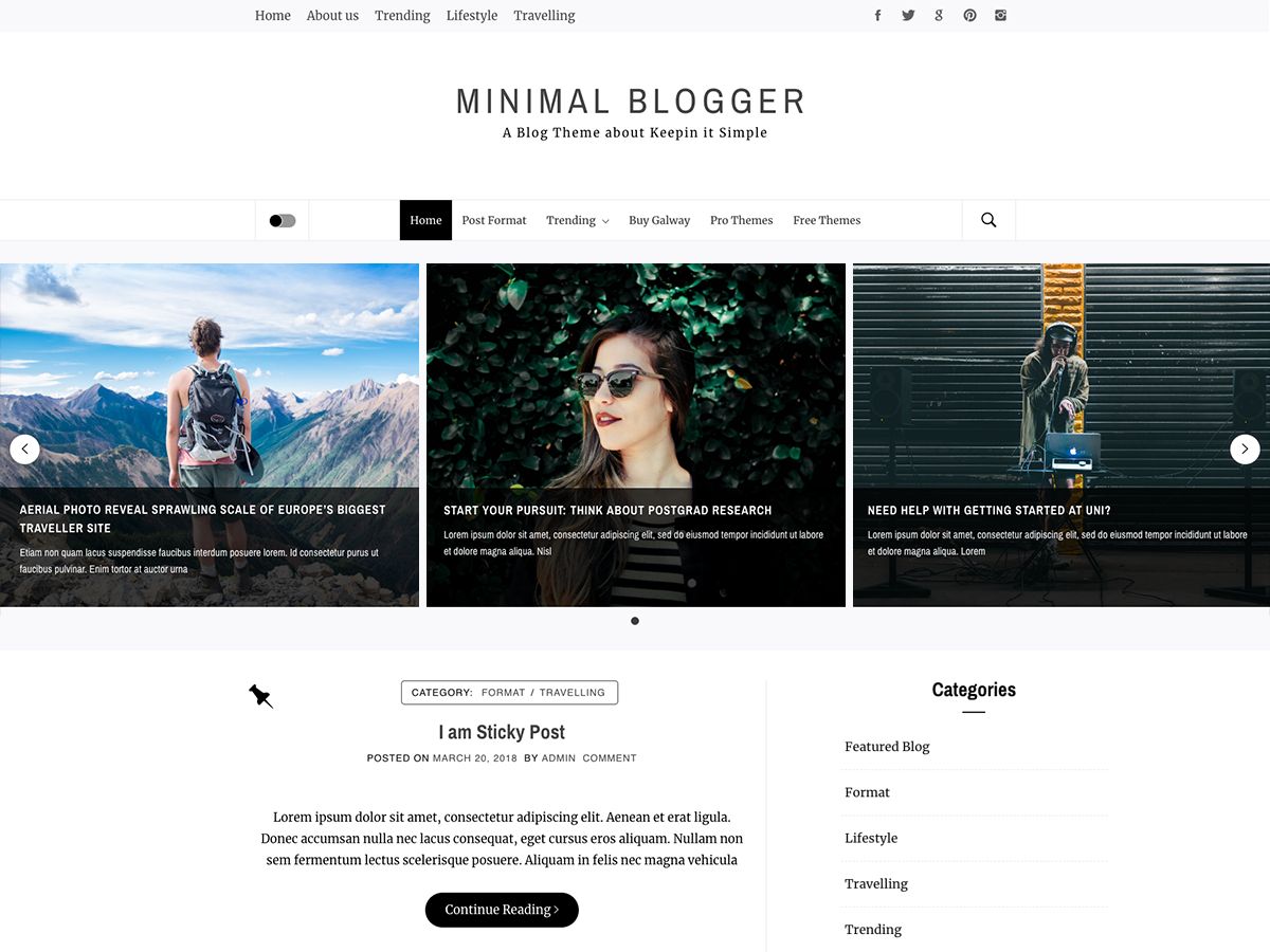 minimal-blogger free wordpress theme