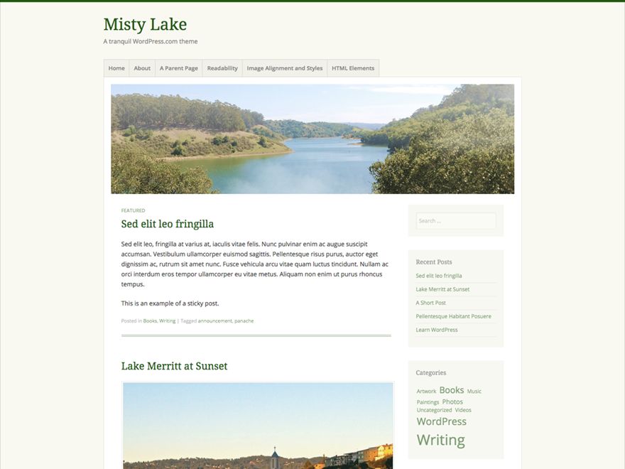 misty-lake free wordpress theme