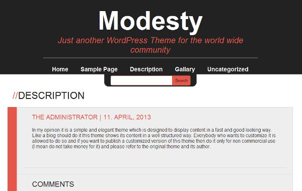 modesty free wordpress theme