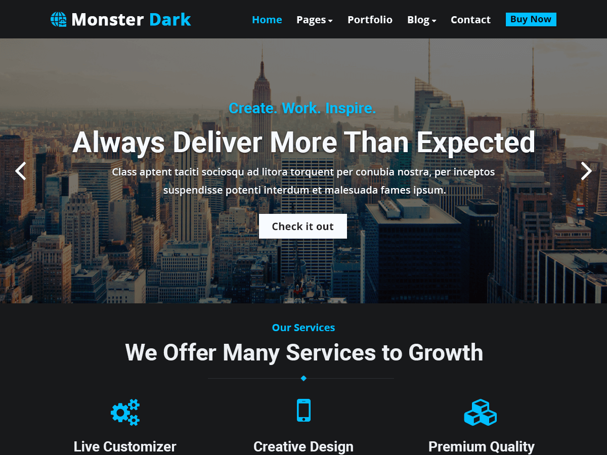 monster-dark free wordpress theme