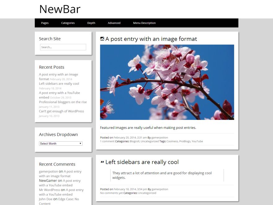 newbar free wordpress theme