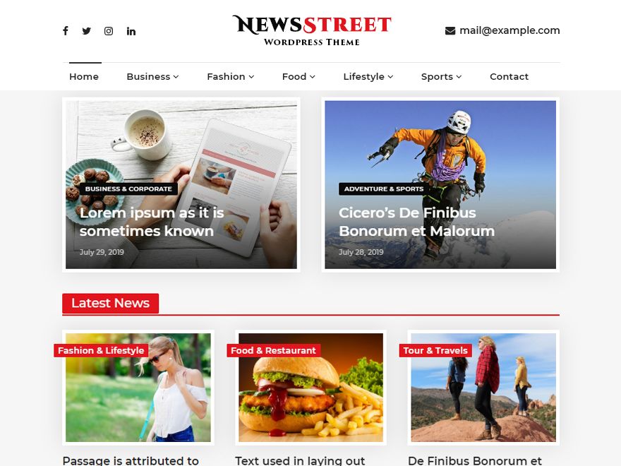 newsstreet free wordpress theme