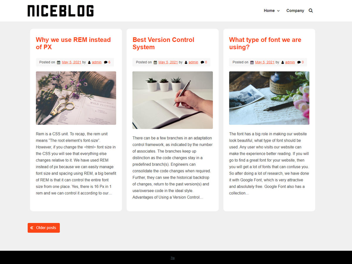 niceblog free wordpress theme