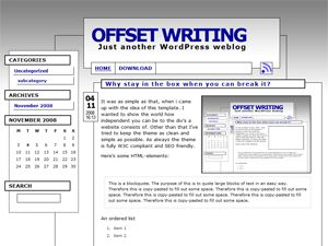 offset-writing free wordpress theme