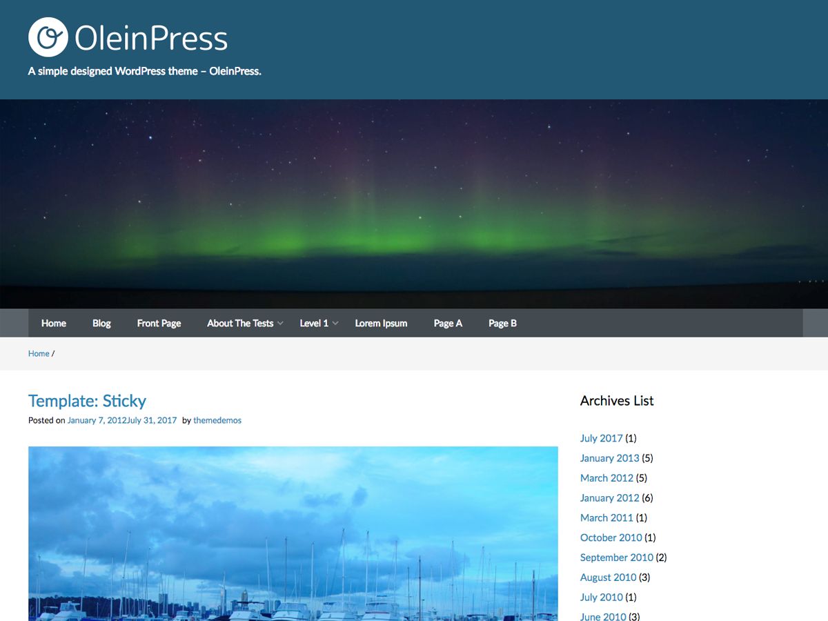 oleinpress free wordpress theme