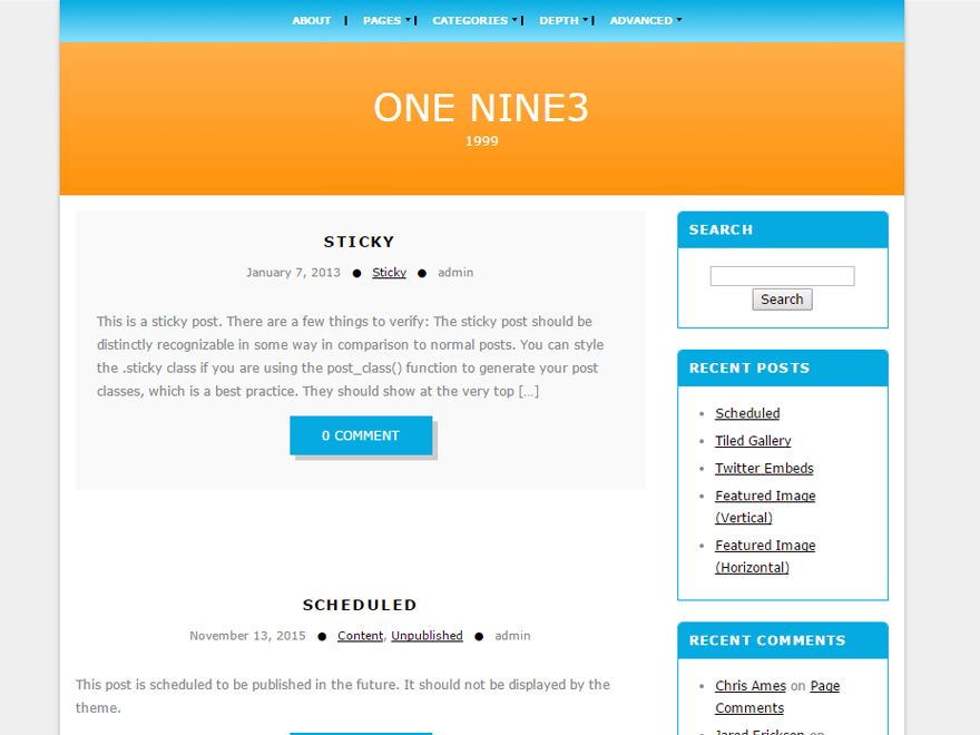 onenine3 free wordpress theme