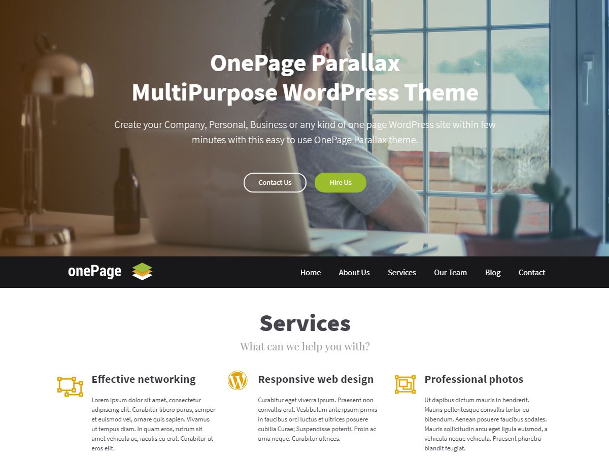 onepage-parallax free wordpress theme