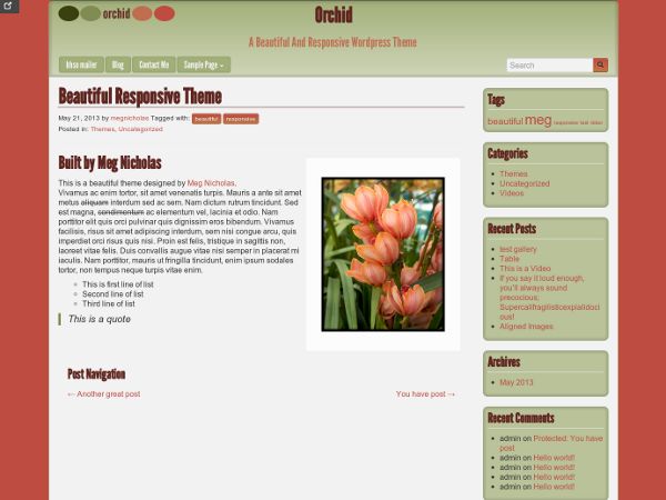 orchid free wordpress theme