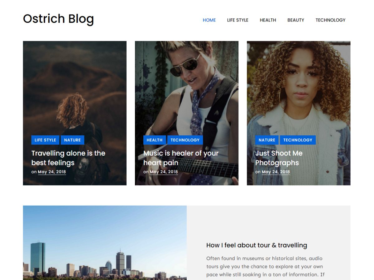 ostrich-blog free wordpress theme