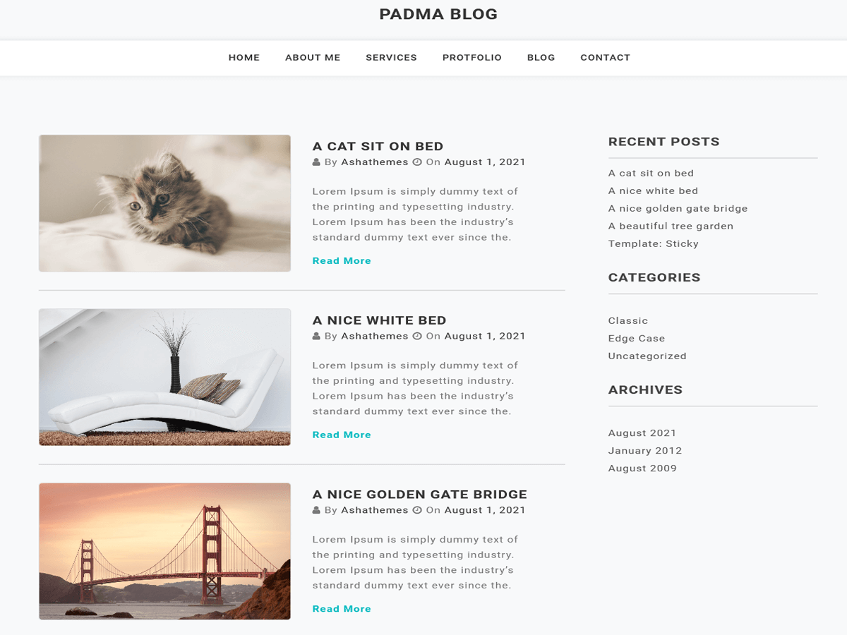 padma-blog free wordpress theme