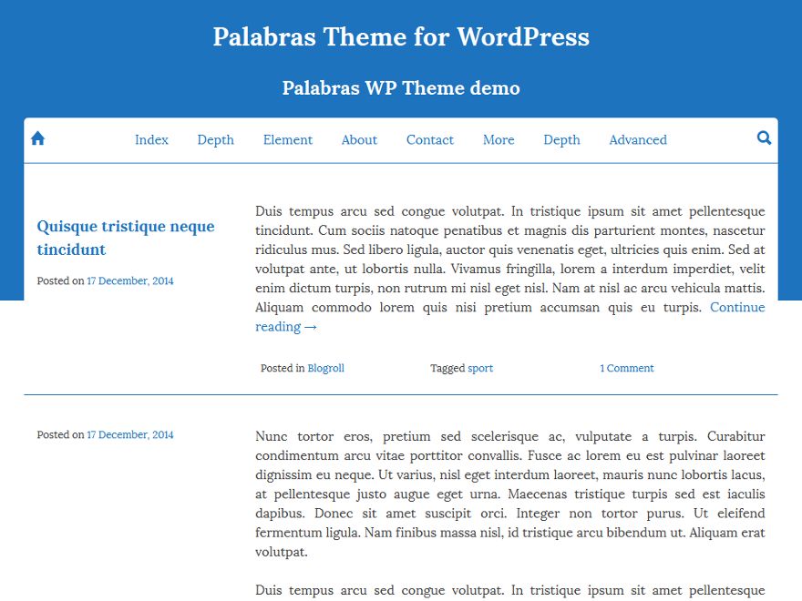 palabras free wordpress theme