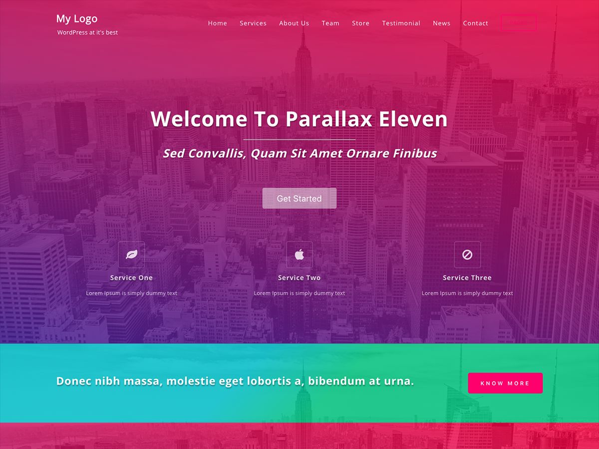 parallax-eleven free wordpress theme