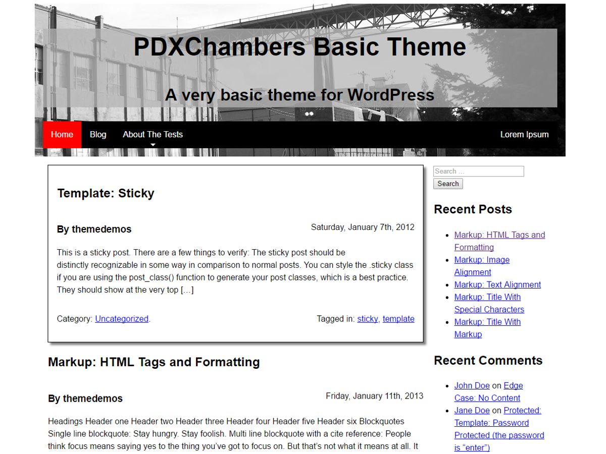 pdxchambers-basic free wordpress theme