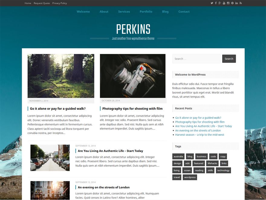 perkins free wordpress theme